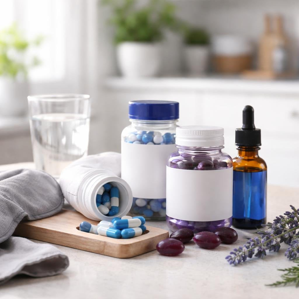 OTC medicinal sleep aid tablets and capsules selection
