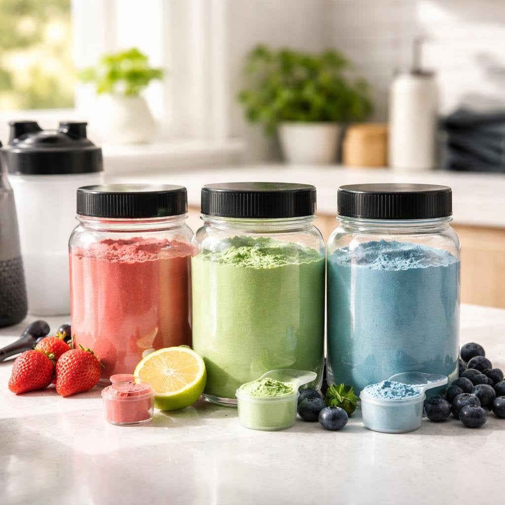 Pre-workout powder tubs for gym energy and focus