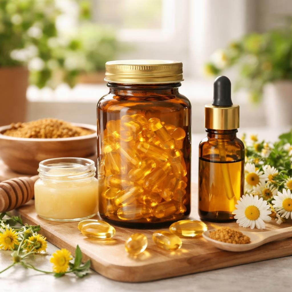 Royal jelly capsules and blended supplement formulas