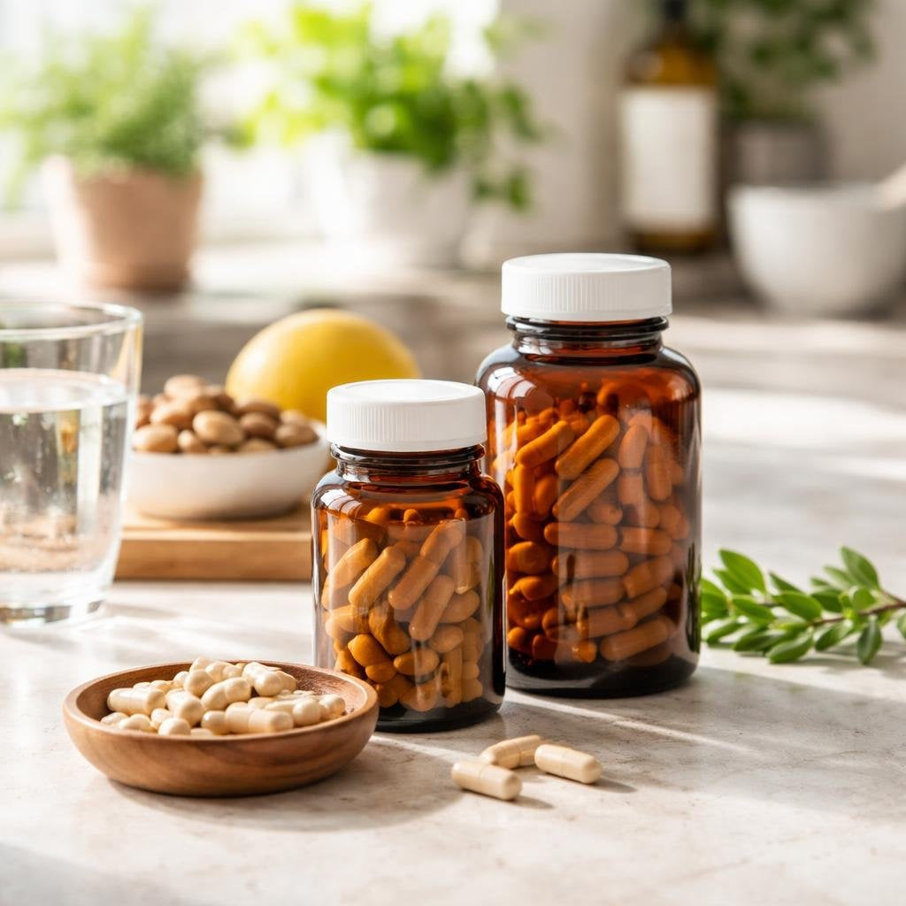 Selenium mineral supplement capsules and tablets assortment