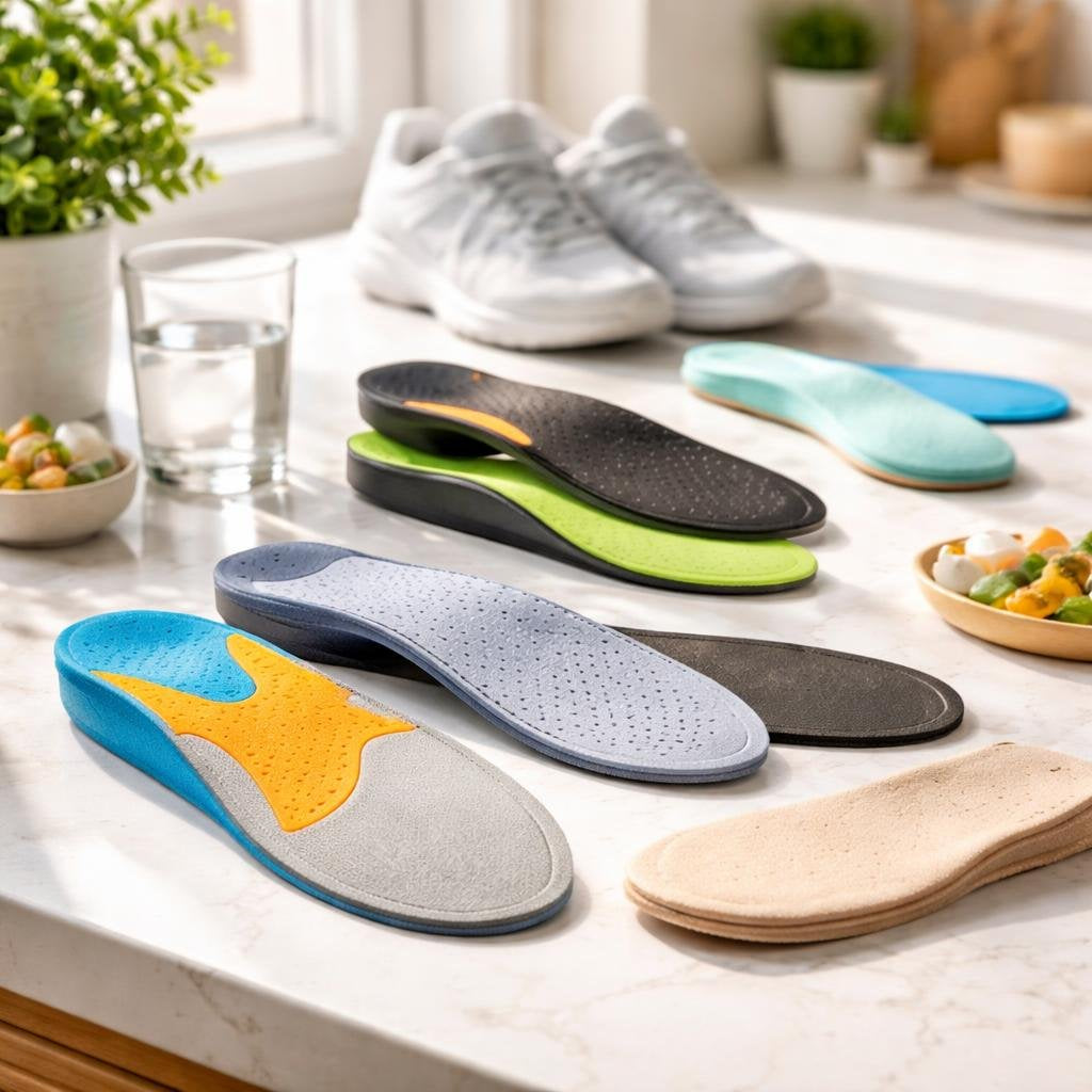 Shoe inserts and insoles for arch and heel comfort
