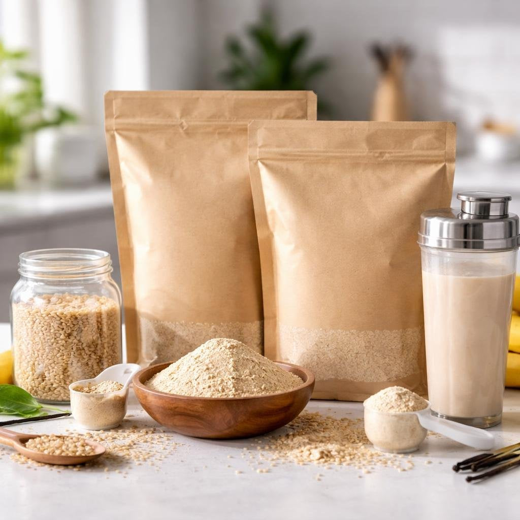 Rice protein powder for plant-based sports nutrition shakes