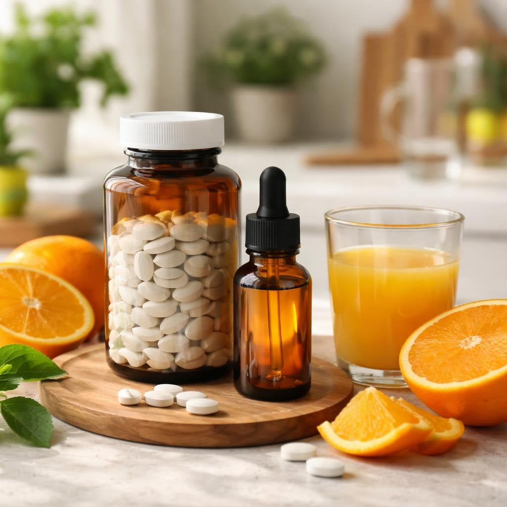 Vitamin C tablets and capsules for immune support