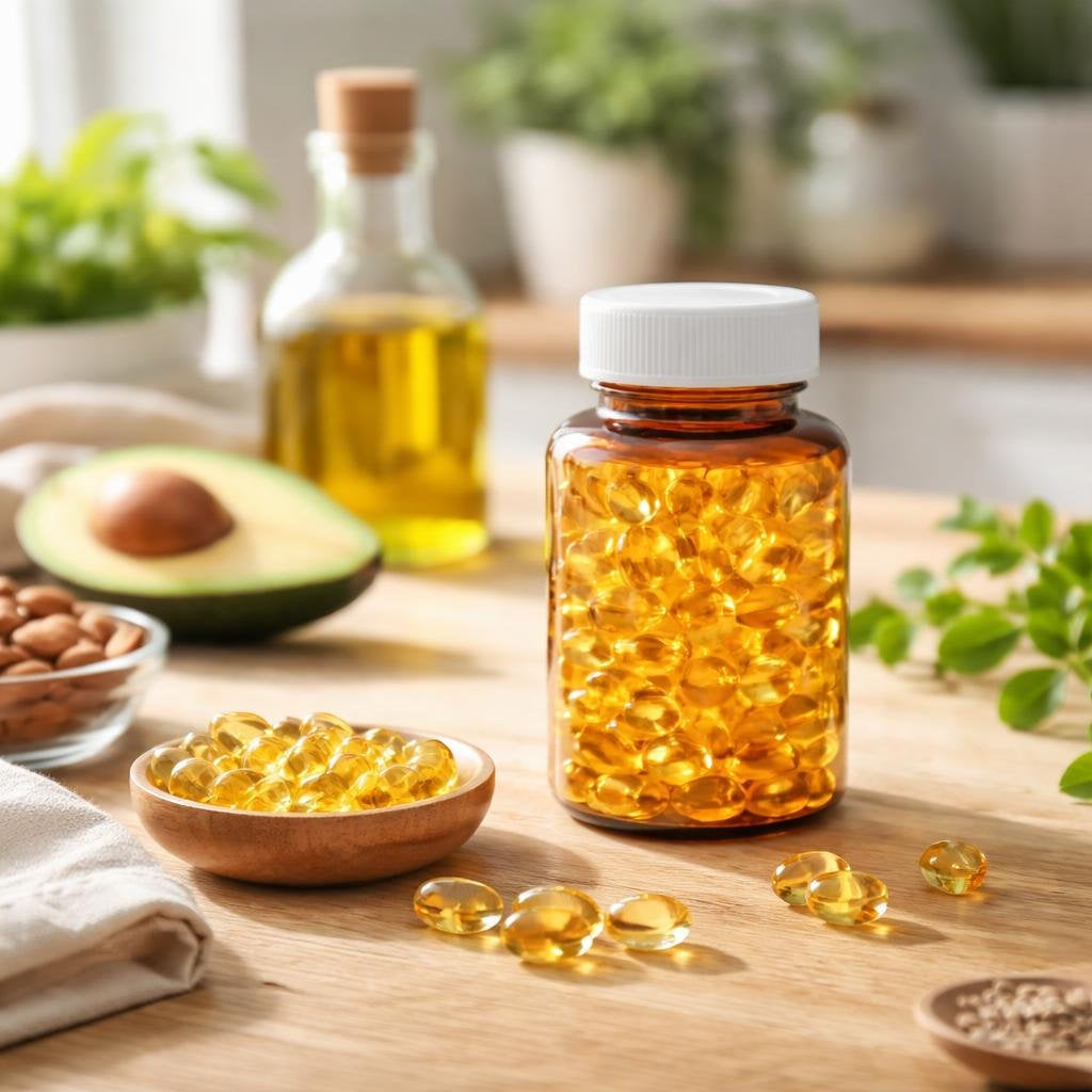 Vitamin E capsules and softgels supplement range