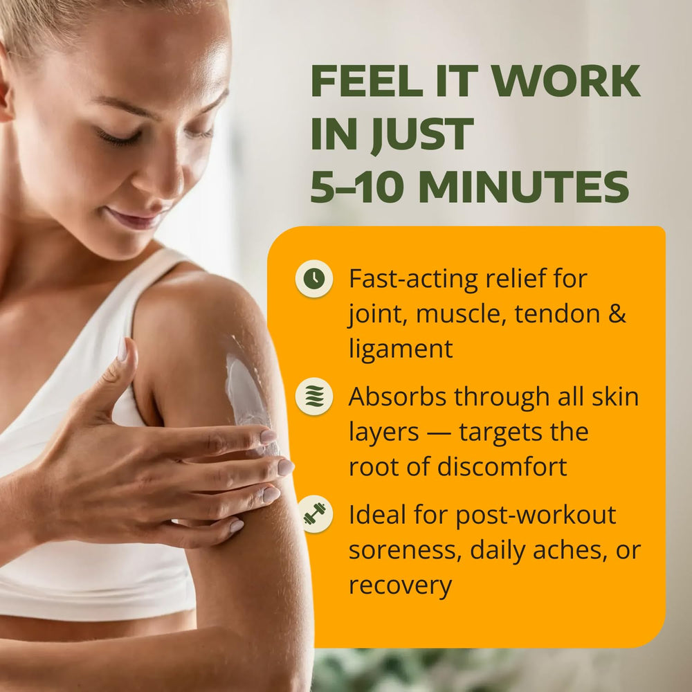 1-TDC Joint & Muscle Relief Cream absorbs quickly into skin