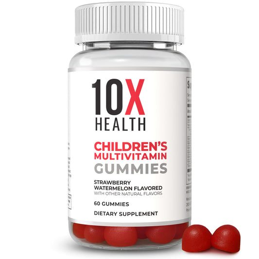 10X Health Children’s Methylated Multivitamin Gummies bottle for daily nutrition.