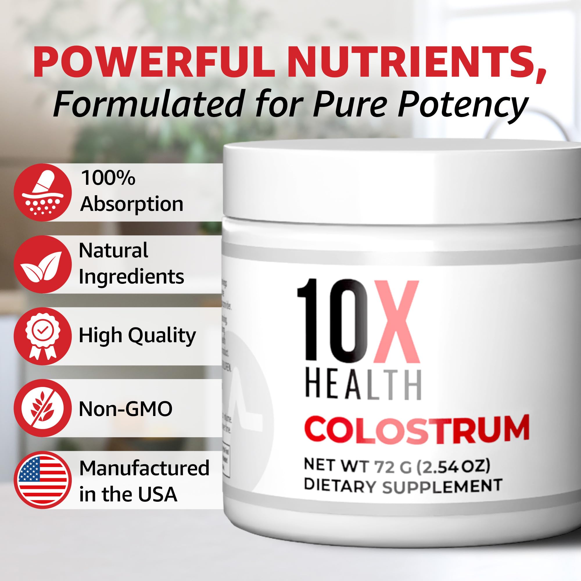 10X Health colostrum powder unflavored mix blending into smoothies smoothly.
