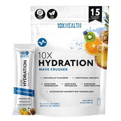 10x Health Electrolyte Drink Mix bottle pour for quick on the go hydration