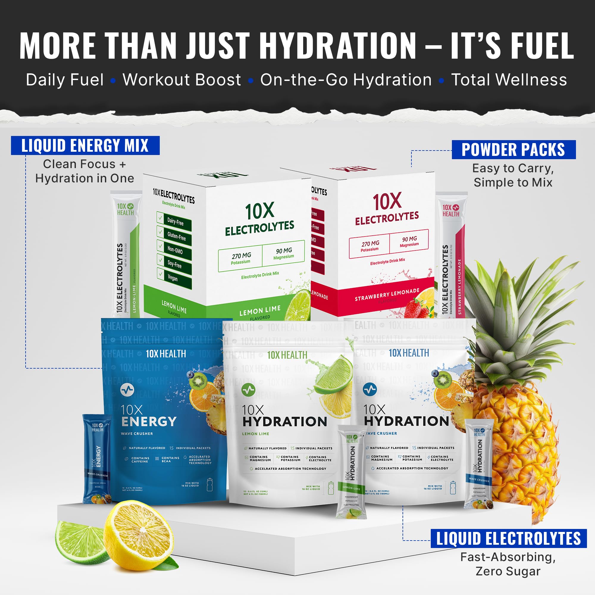10x Health Electrolyte Drink Mix on the go sachet for travel