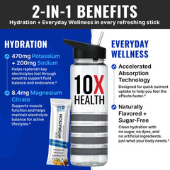 10x Health Electrolyte Drink Mix packet closeup shows sugar-free formula