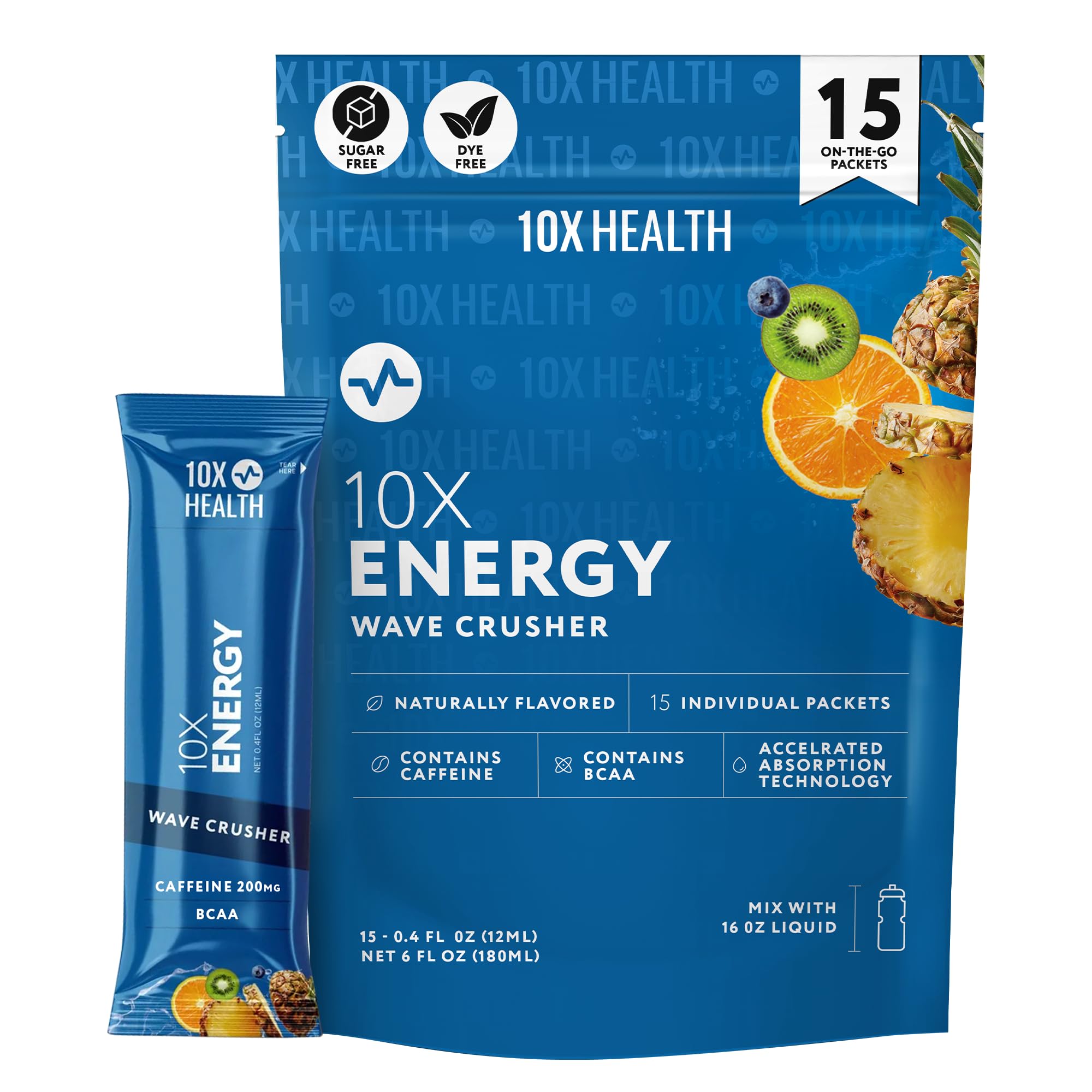 10X Health Energy Wave Crusher tropical punch bottle for sustained energy