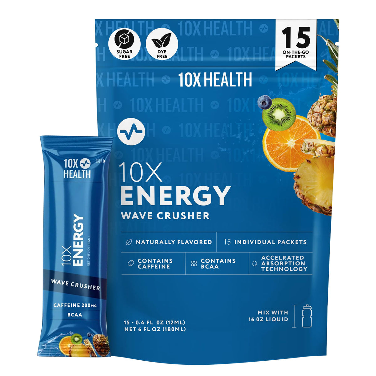 10X Health Energy Wave Crusher tropical punch bottle for sustained energy