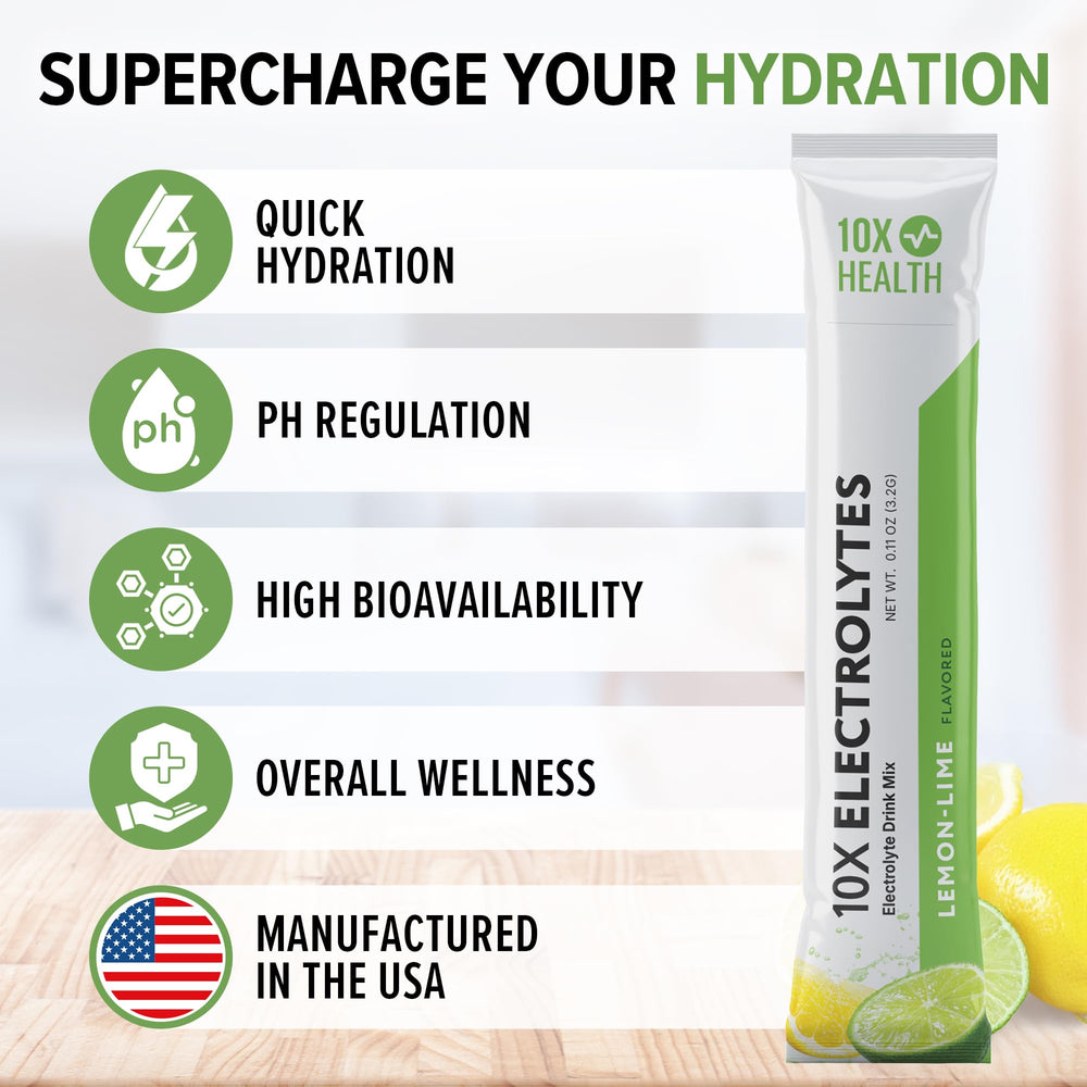 10X Health Electrolytes travel pack ideal for workouts and travel days
