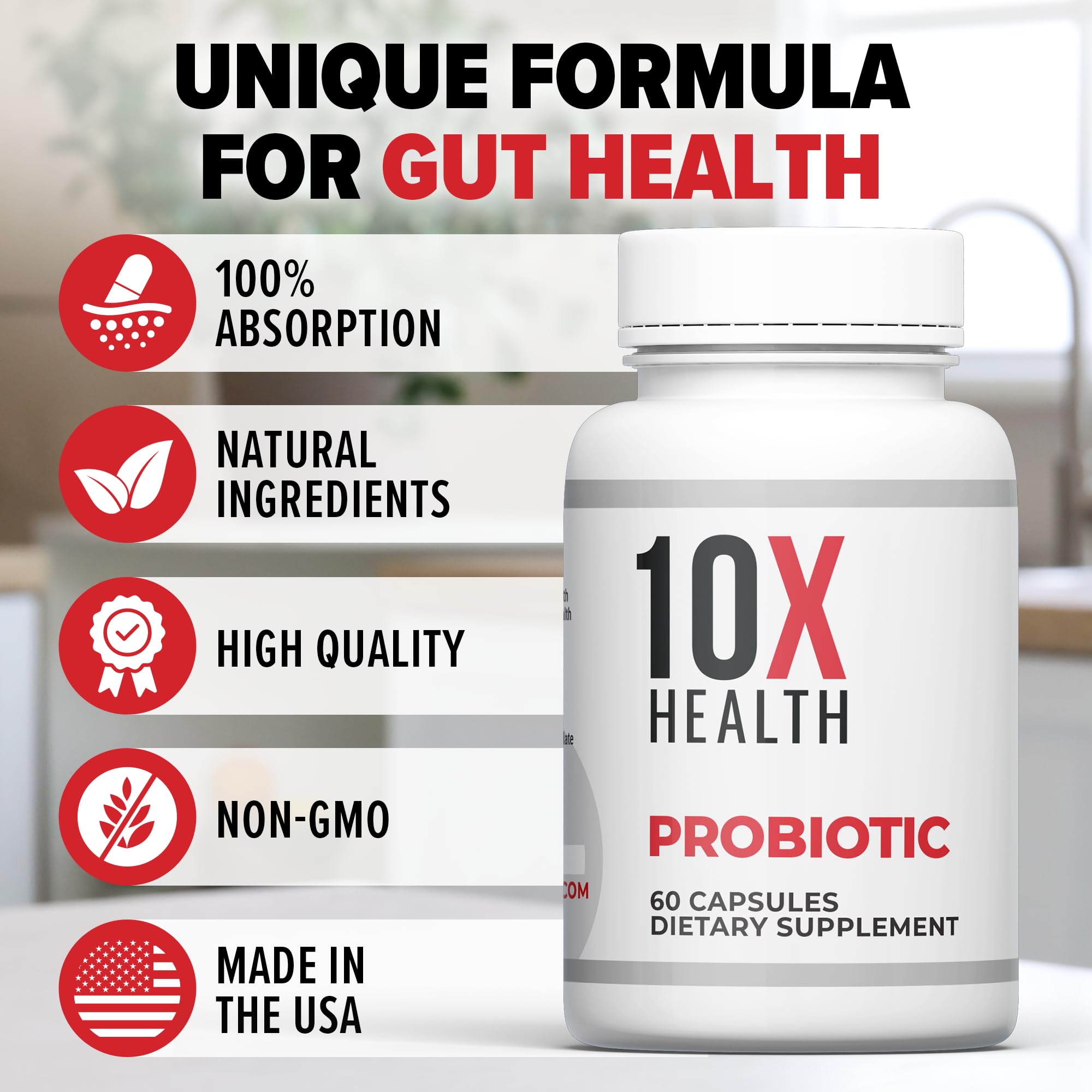 10x Health System Probiotics immune support icon suggests wellness potential.