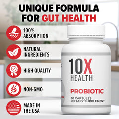 10x Health System Probiotics immune support icon suggests wellness potential.
