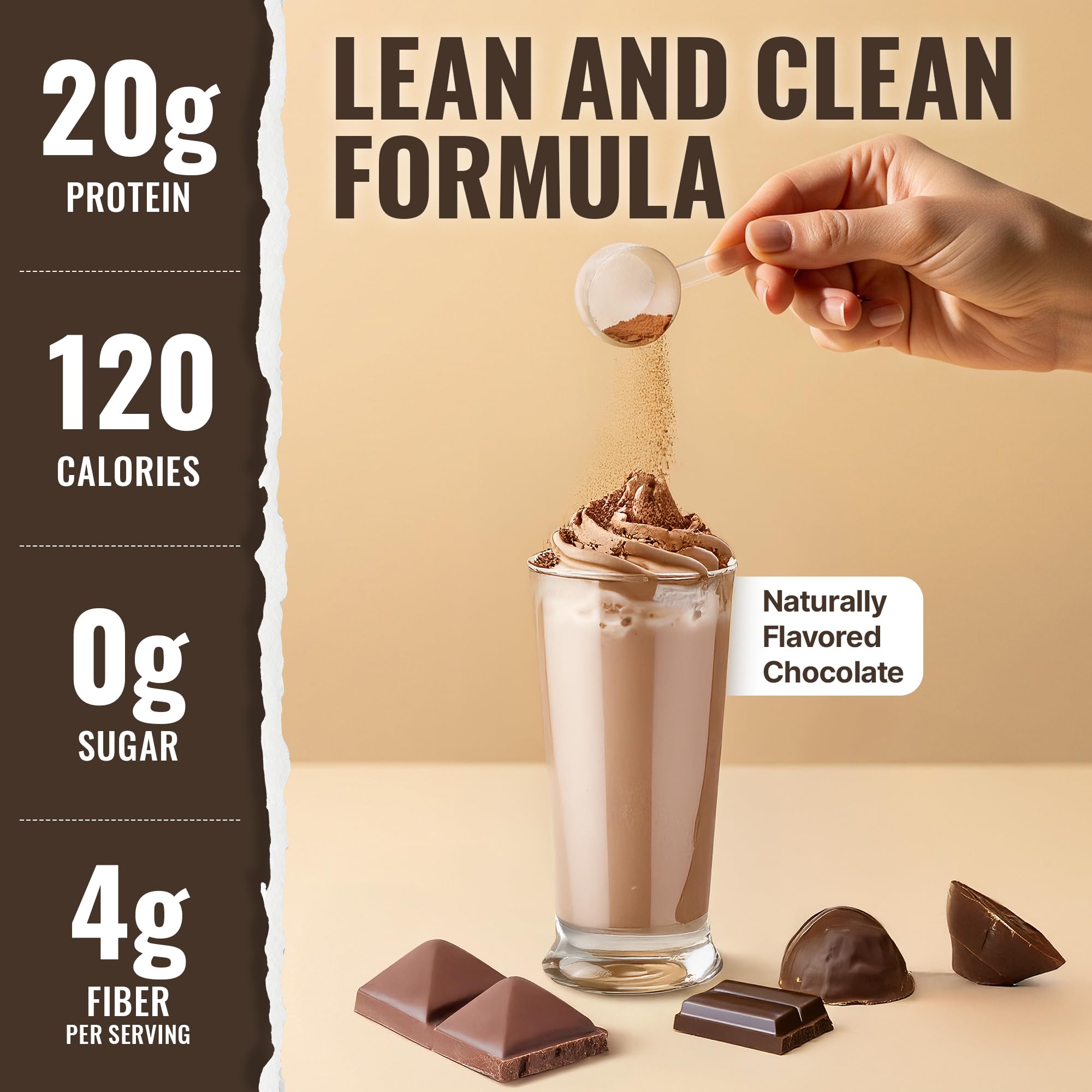 10X Health System vegan chocolate protein powder tub nutrition label showing dairy-free and gluten-free.