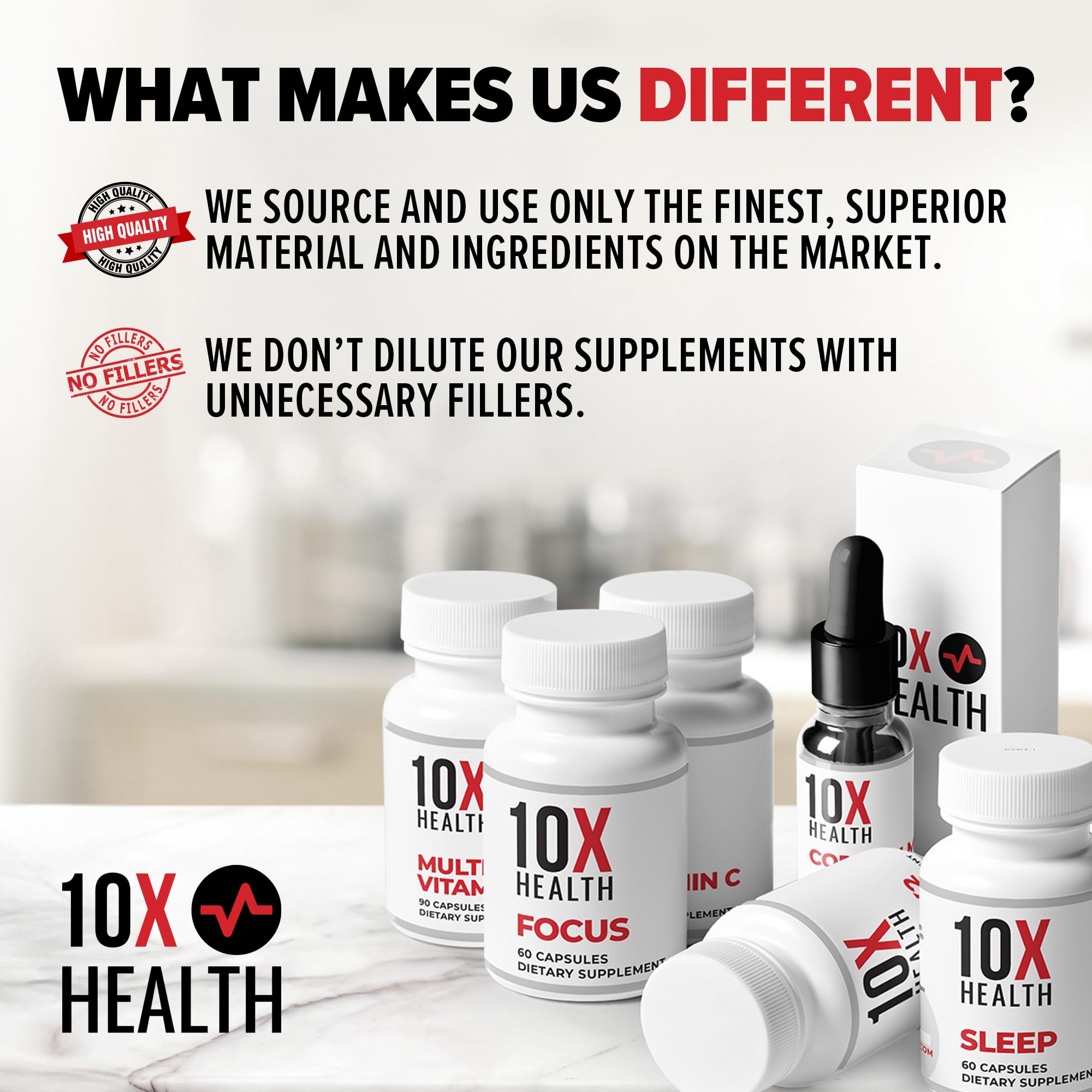 10X zinc supplement on shelf indicates easy accessibility