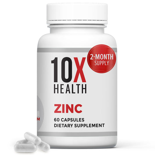10X Health System zinc supplement bottle ready for daily immune support and wellness
