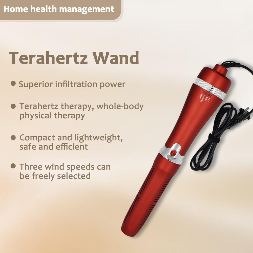 Portable 11.0 Terahertz Therapy Wand ideal for home, office, or travel.