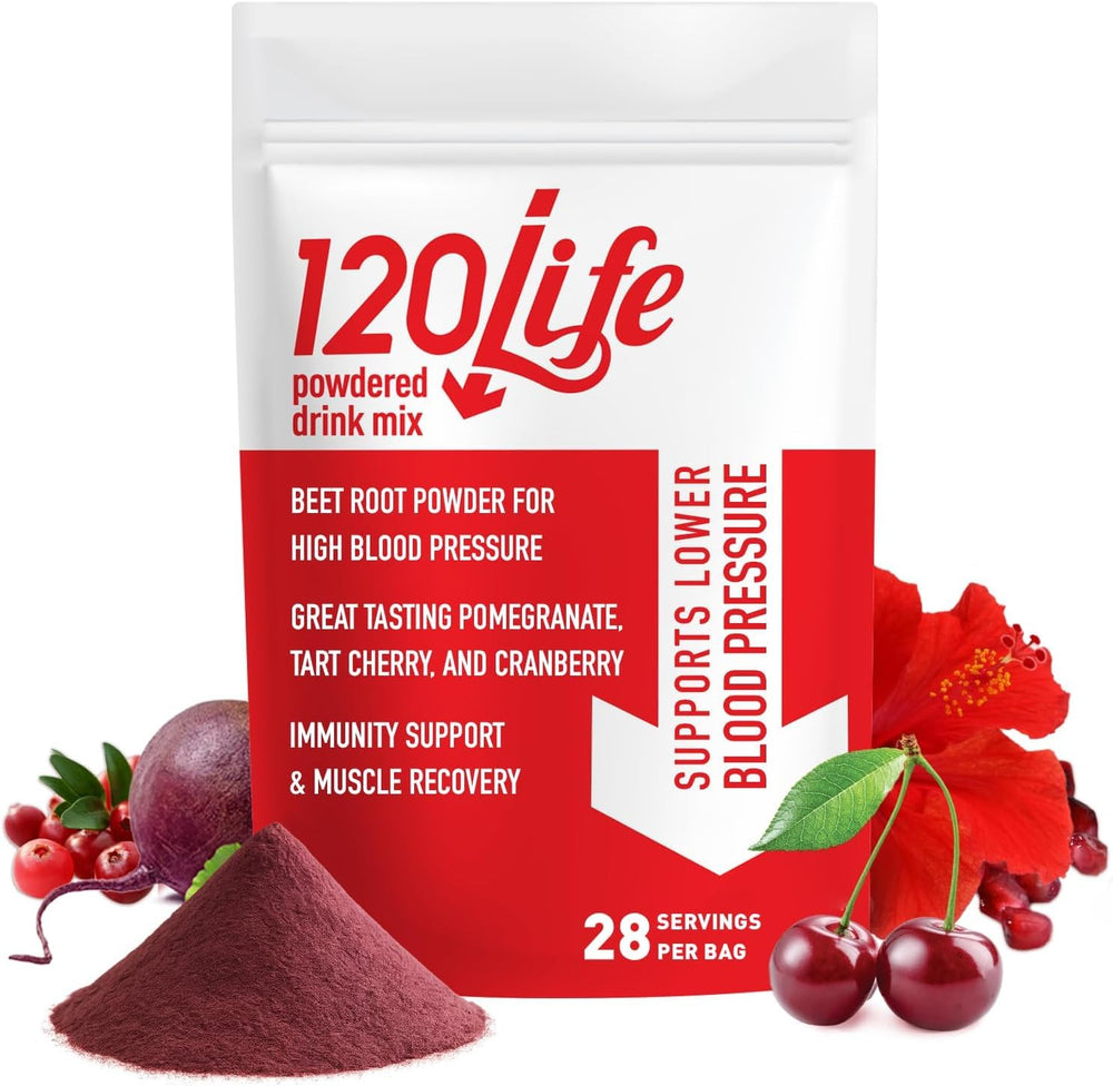 120LIFE Blood Pressure Support bottle being poured for a convenient daily ritual