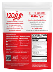 120LIFE Blood Pressure Support glass with prepared drink, ready to enjoy