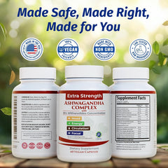 1 Body Ashwagandha Complex ingredients list close-up, herbal blend emphasis