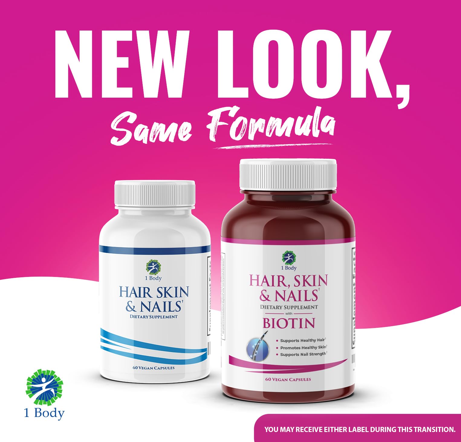1body ingredients label close-up highlights the vitamin blend behind skin and nail wellness.