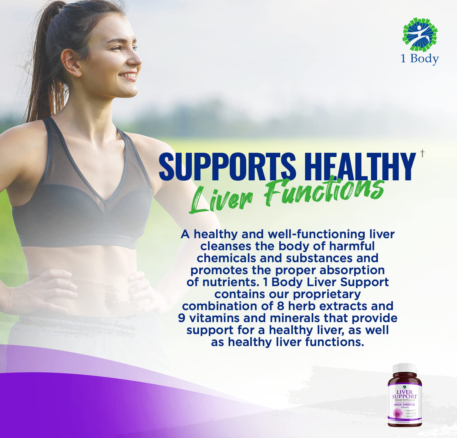 1Body Liver Cleanse capsules in hand for easy supplementation