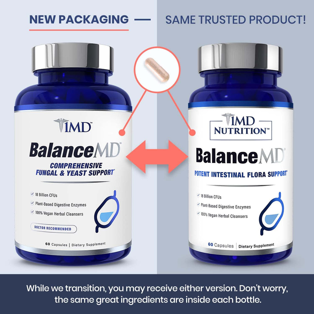 1MD BalanceMD oregano oil and caprylic acid visual implying herbal cleansing support.
