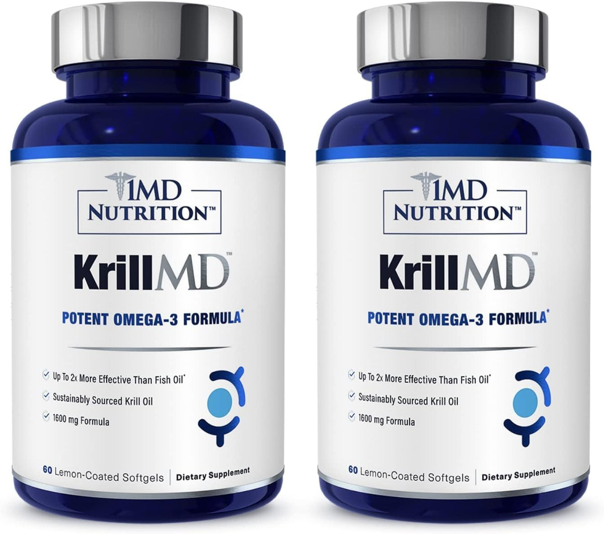 1MD KrillMD bottle of Antarctic krill oil supports omega-3 intake