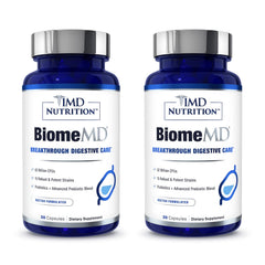 1MD Nutrition BiomeMD Probiotics bottle close-up highlighting potency.