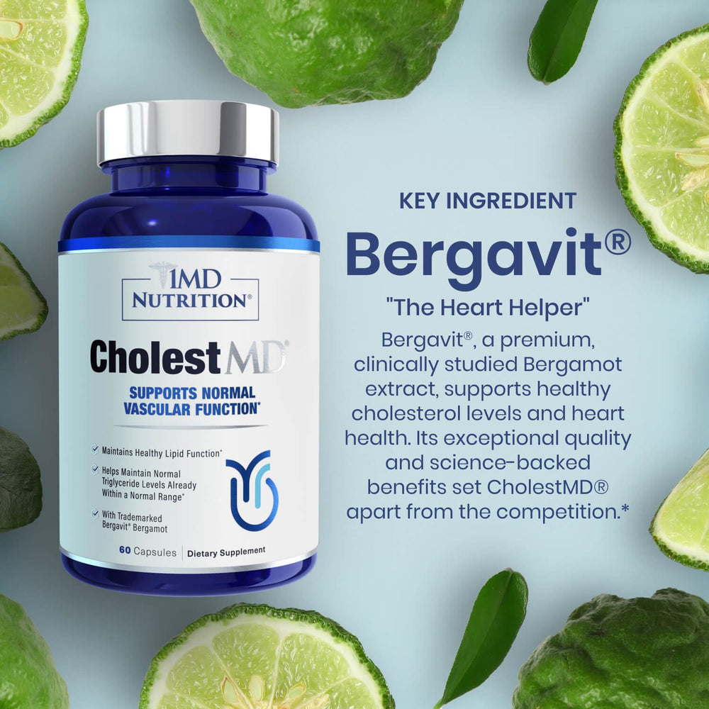 1MD Nutrition CholestMD bergavit shows bergamot flavonoids for overall wellness.