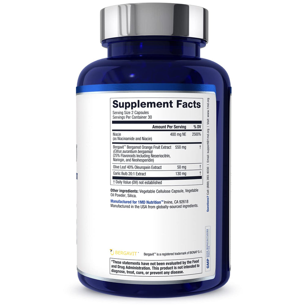1MD CholestMD label detail highlighting ingredients and purpose.