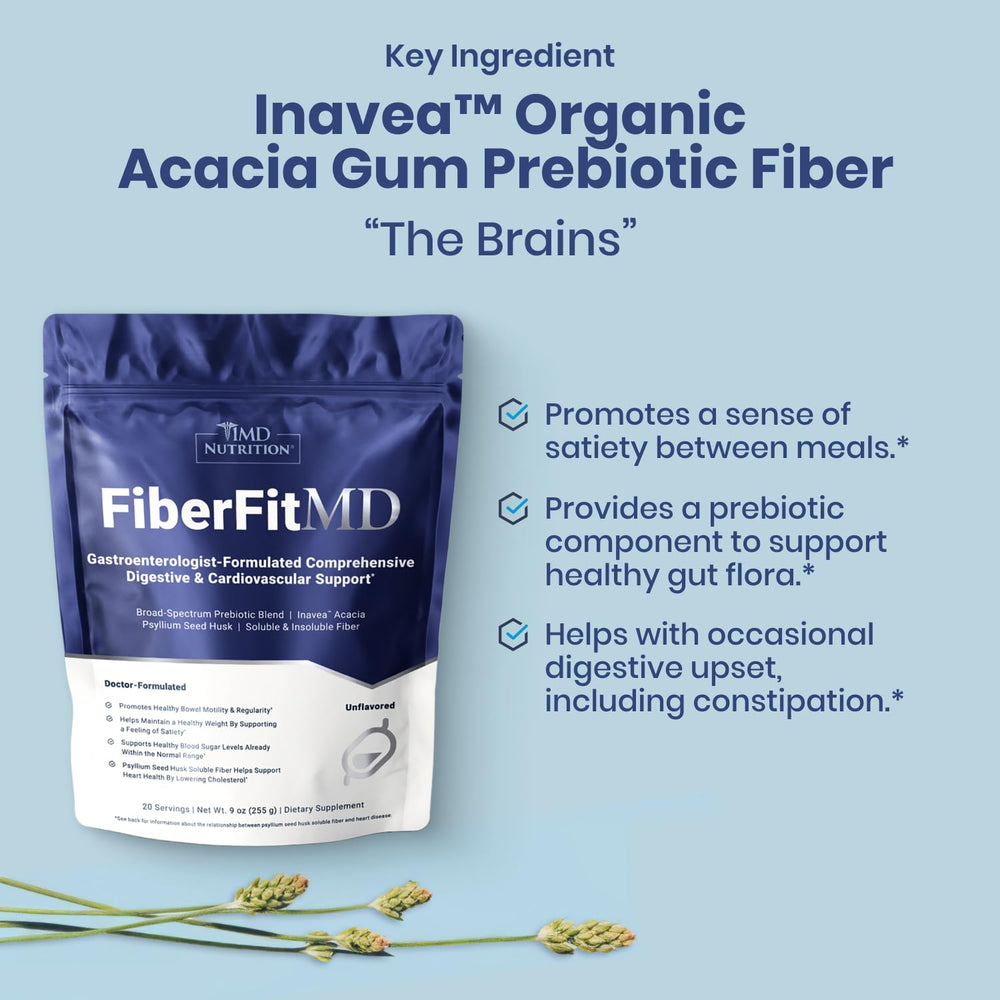 FiberFitMD in water glass illustrates quick hydration with fiber benefits