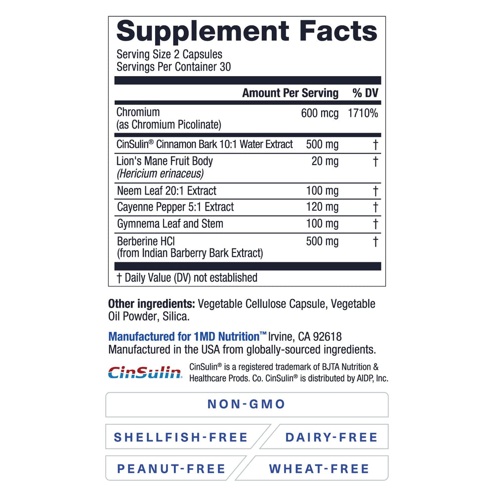 1MD Nutrition Lion's Mane capsules offer focus from a mushroom-based blend