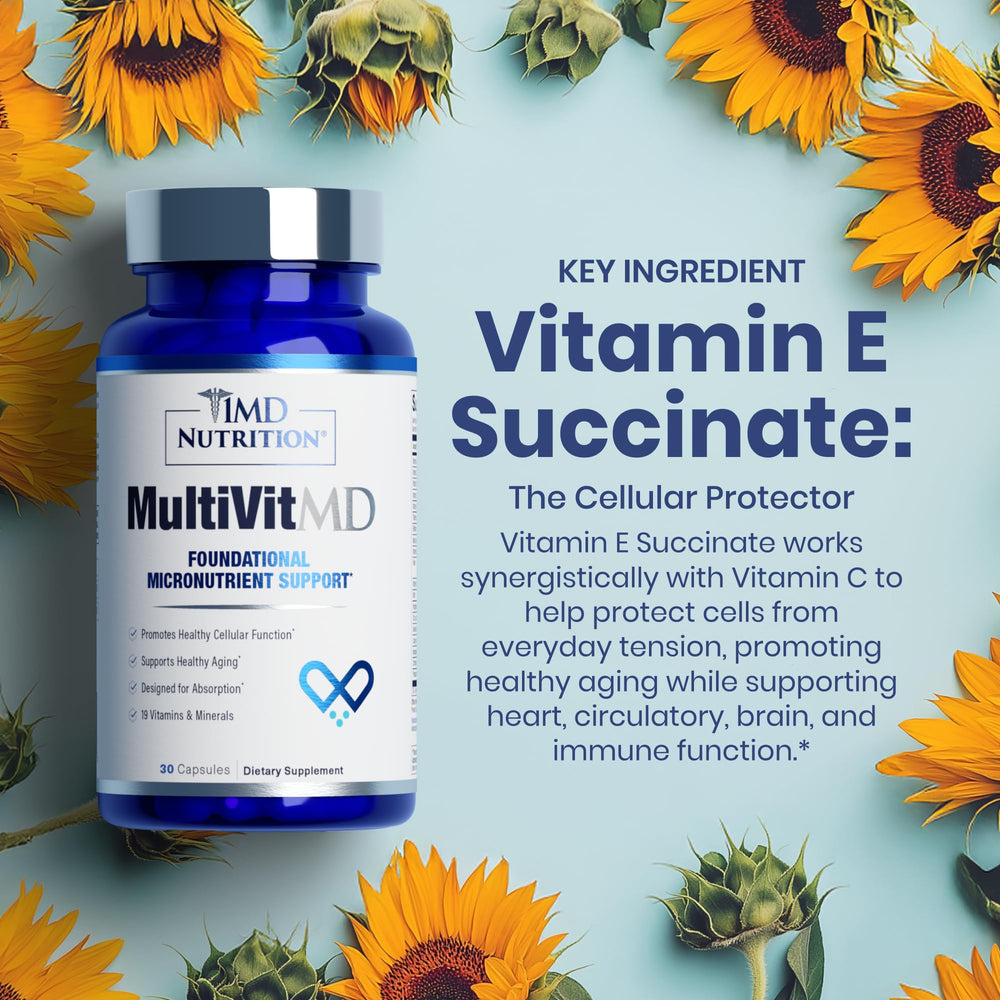 1MD Nutrition MultiVitMD capsules inside bottle ready for convenient daily wellness