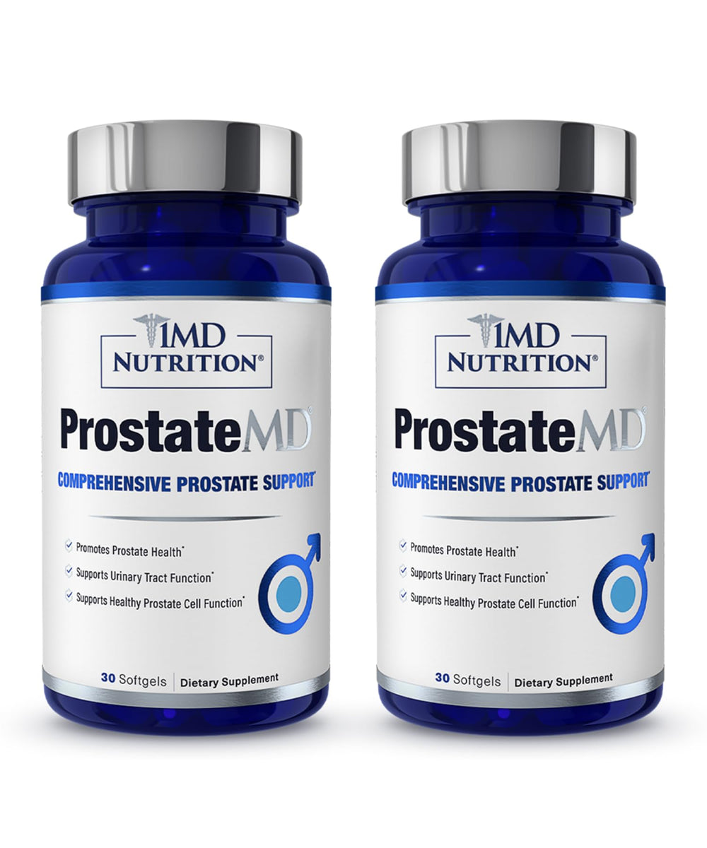 1MD ProstateMD softgels in amber bottle for daily support