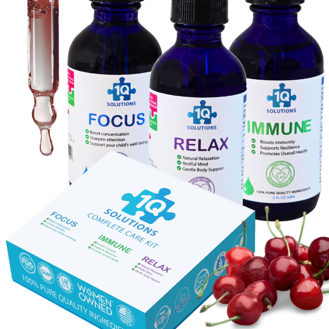 1Q Solutions Kit – three-bottle set for simple daily immune, focus, and sleep support.