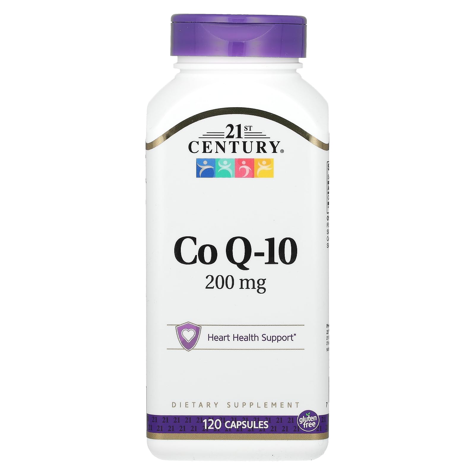 21st Century COQ-10 bottle front with easy-to-swallow capsules for daily energy support