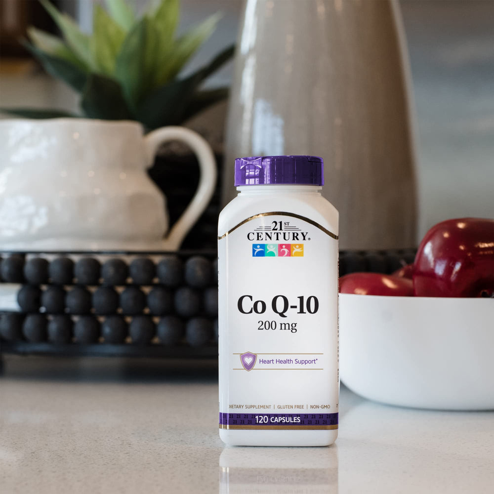 21st Century COQ-10 capsules close-up highlighting antioxidant support and steady energy