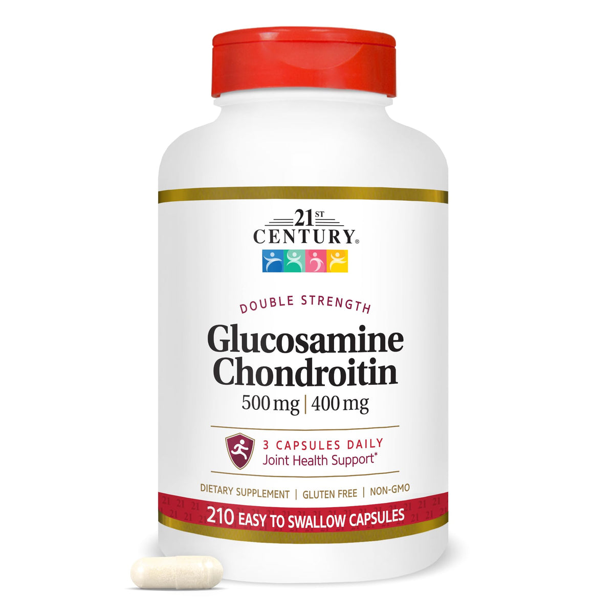 21st Century Glucosamine Chondroitin double-strength bottle front for joint support during daily activities