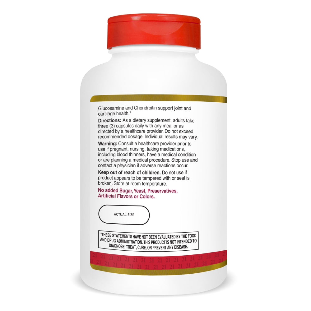 21st Century Glucosamine Chondroitin gluten-free icon highlights allergy-friendly choice