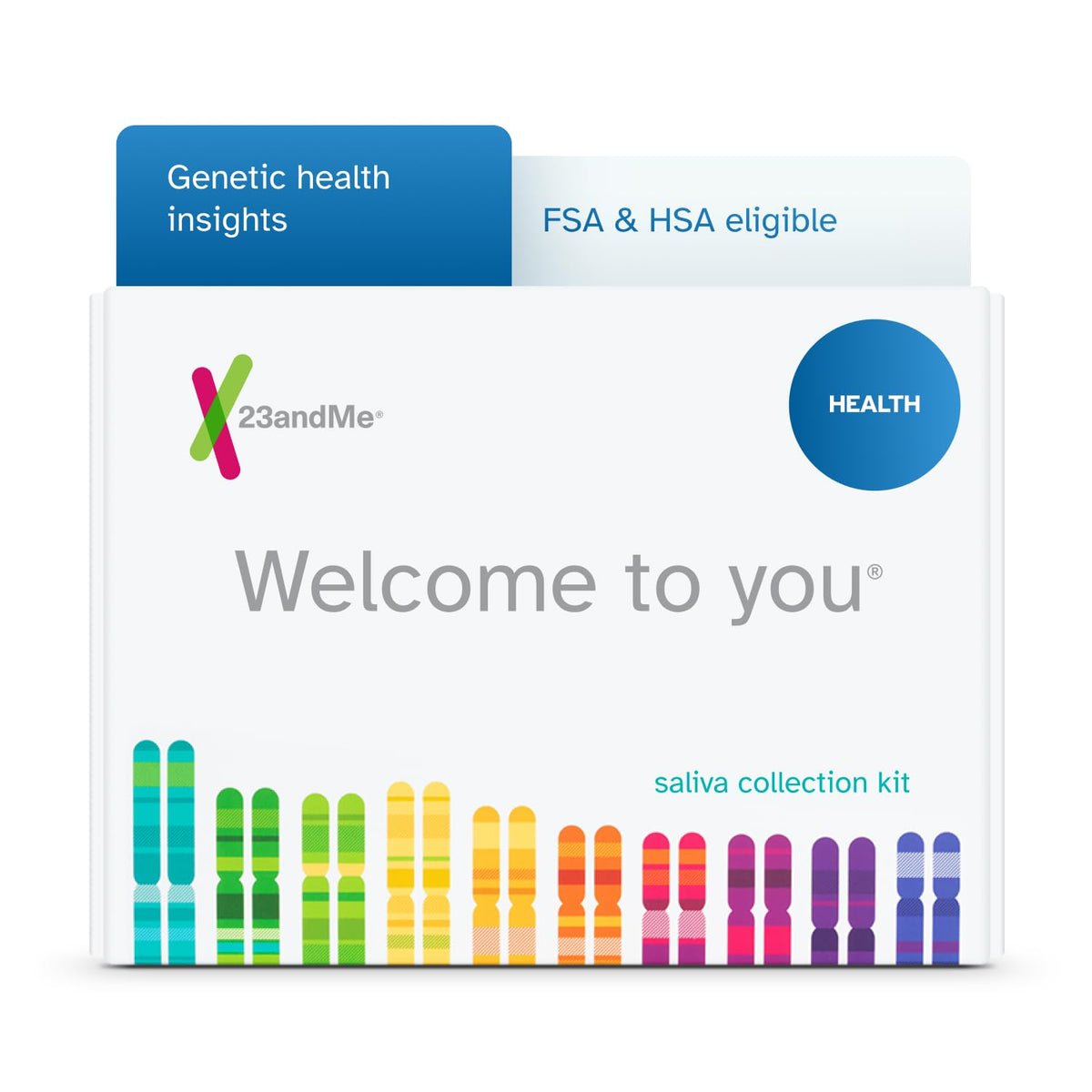 23andMe health test kit with saliva collection for at-home insights.