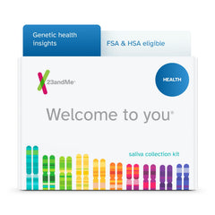 23andMe health test kit with saliva collection for at-home insights.