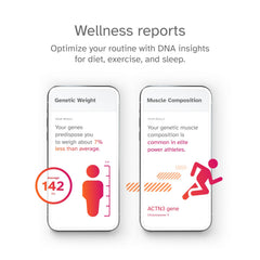 23andMe wellness insights for diet and exercise to support daily routines.