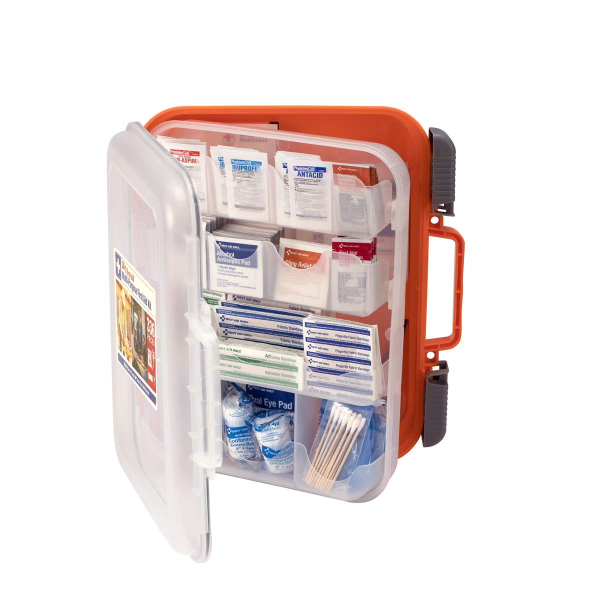 24/7 First Aid kit compartments with clear lid for fast item location
