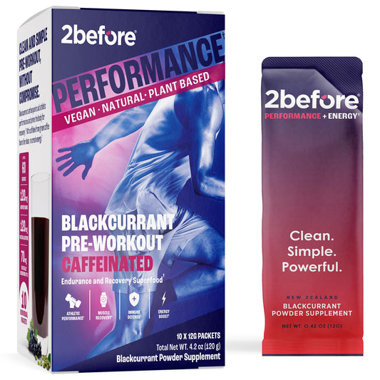 2before Blackcurrant pre workout bottle ready for an energized training session