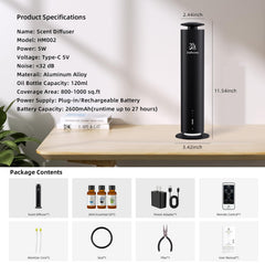 2ndAroma cordless diffuser powered by 2600mAh battery for flexible placement