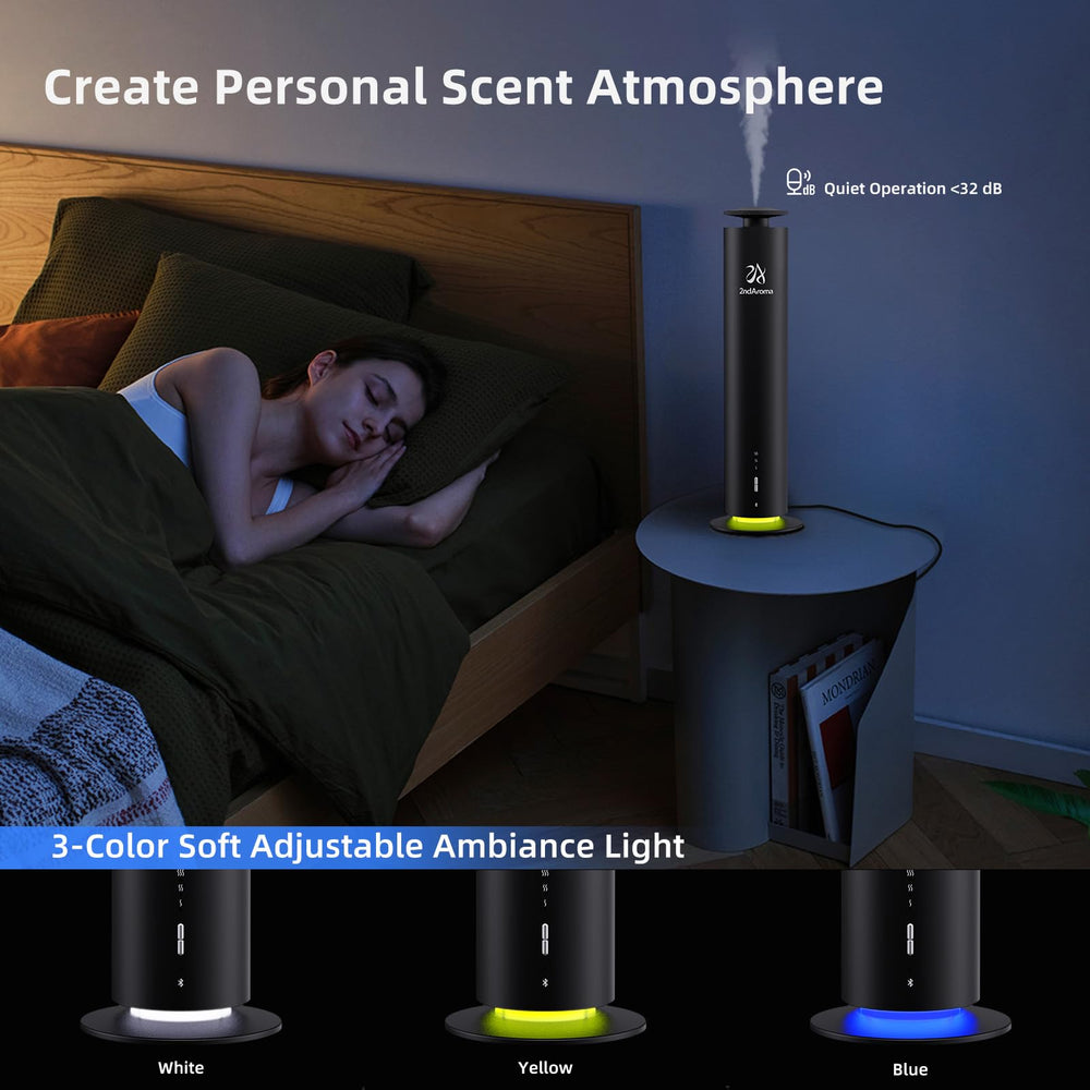 2ndAroma diffuser on nightstand enables quiet sleep-friendly operation