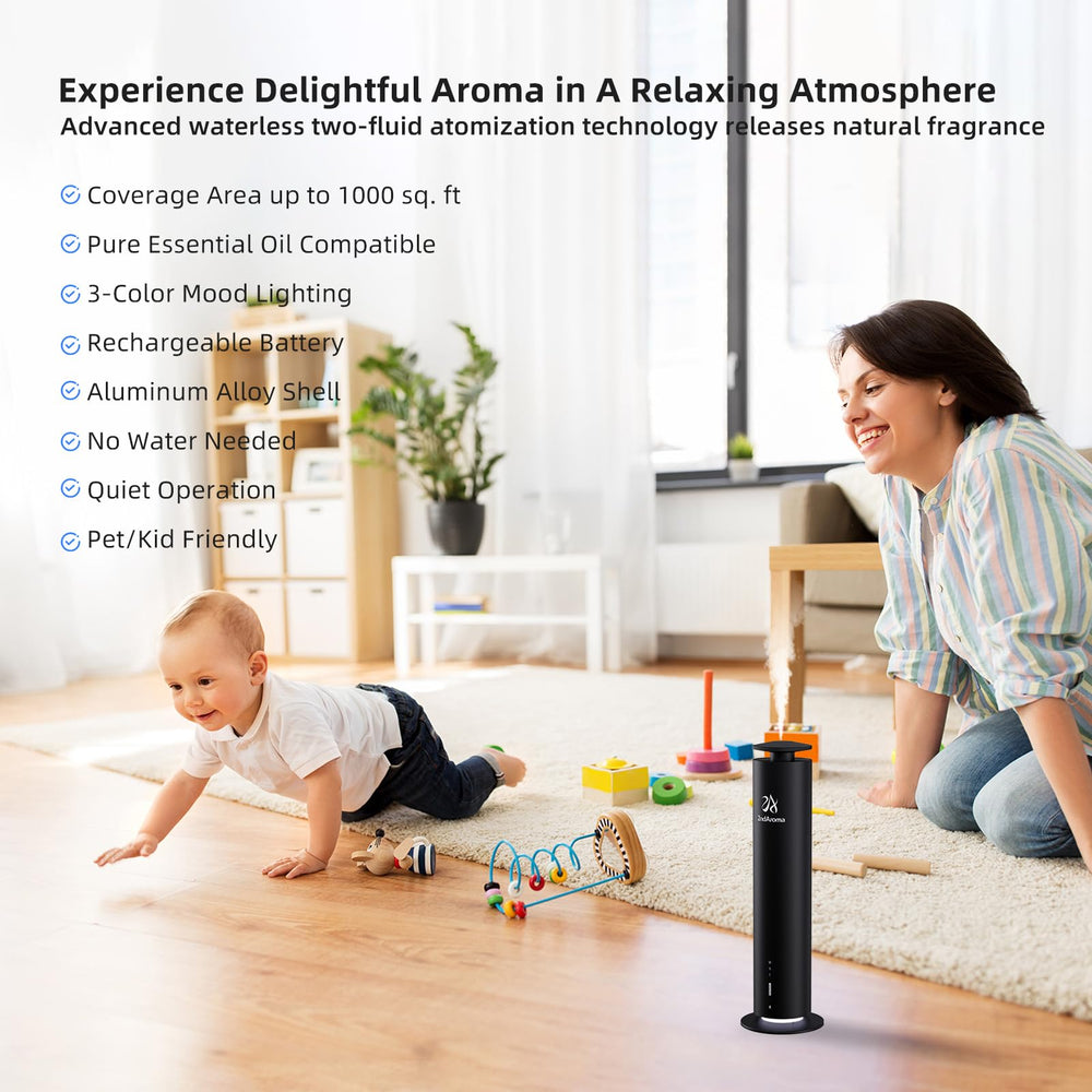 2ndAroma diffuser with oil bottle demonstrates ready-to-use fragrance
